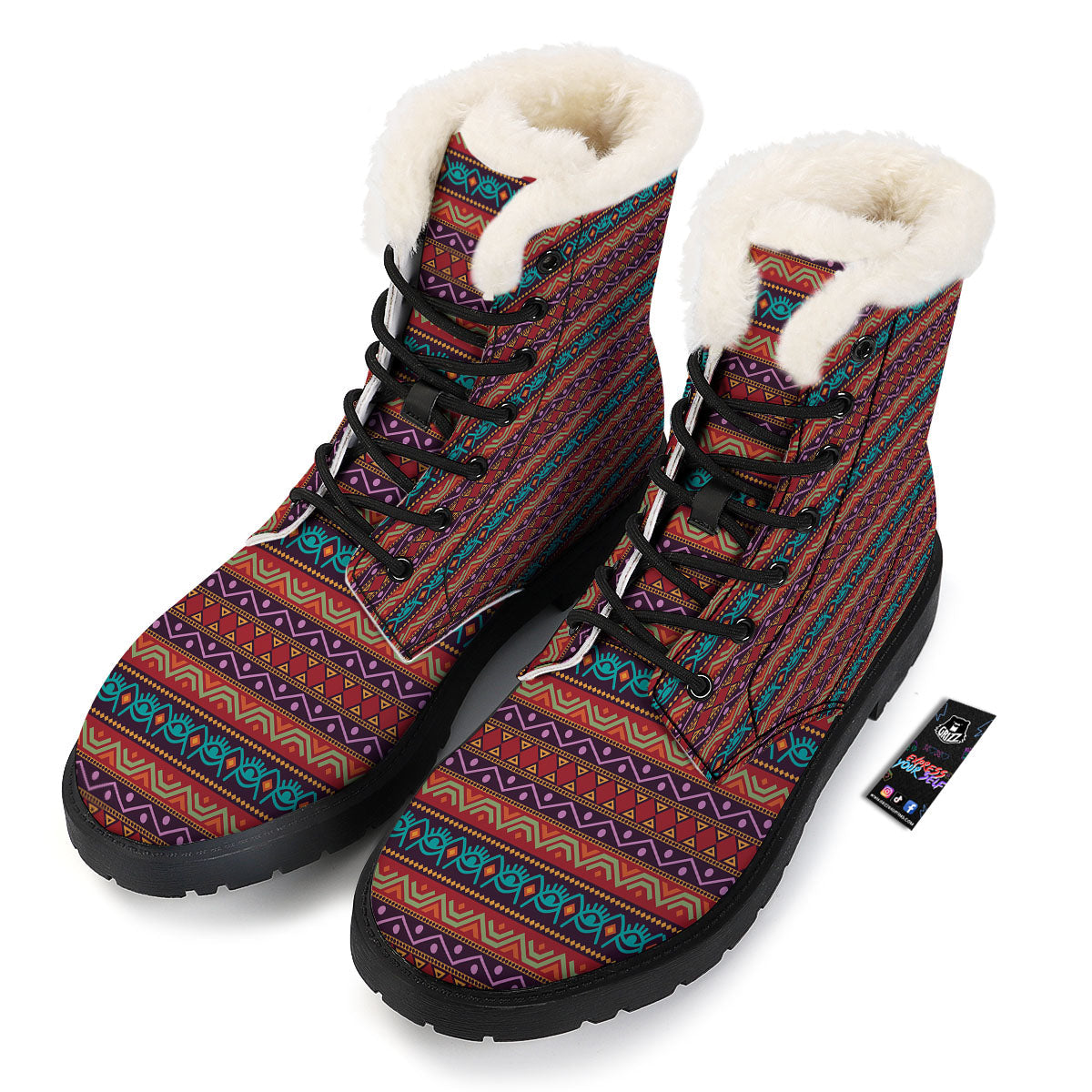 Inspired Afro Ethnic Print Winter Boots-grizzshop