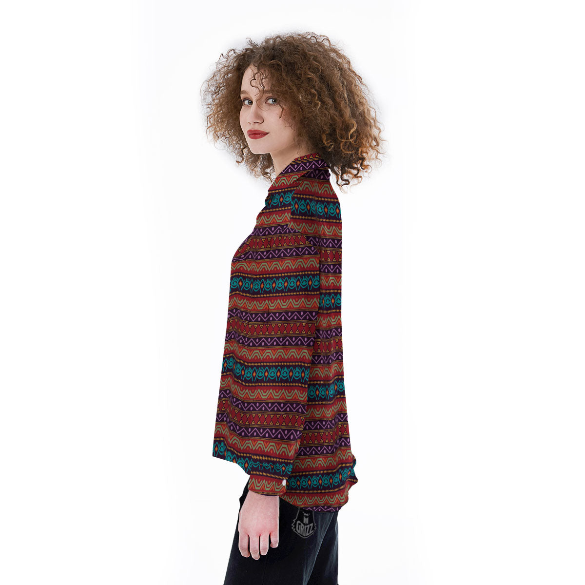 Inspired Afro Ethnic Print Women's Long Sleeve Shirts-grizzshop