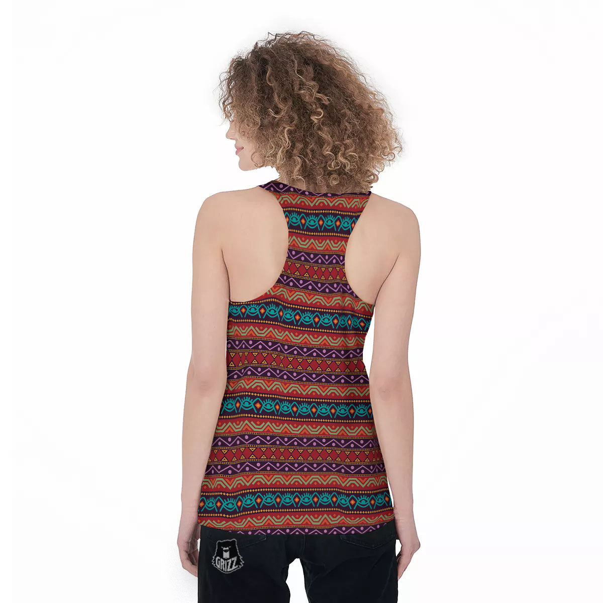 Inspired Afro Ethnic Print Women's Racerback Tank Top-grizzshop
