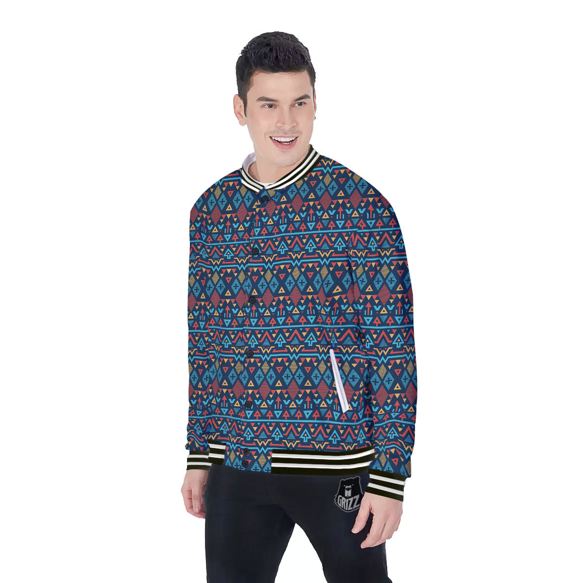 Inspired Ethnic African Print Pattern Baseball Jacket-grizzshop