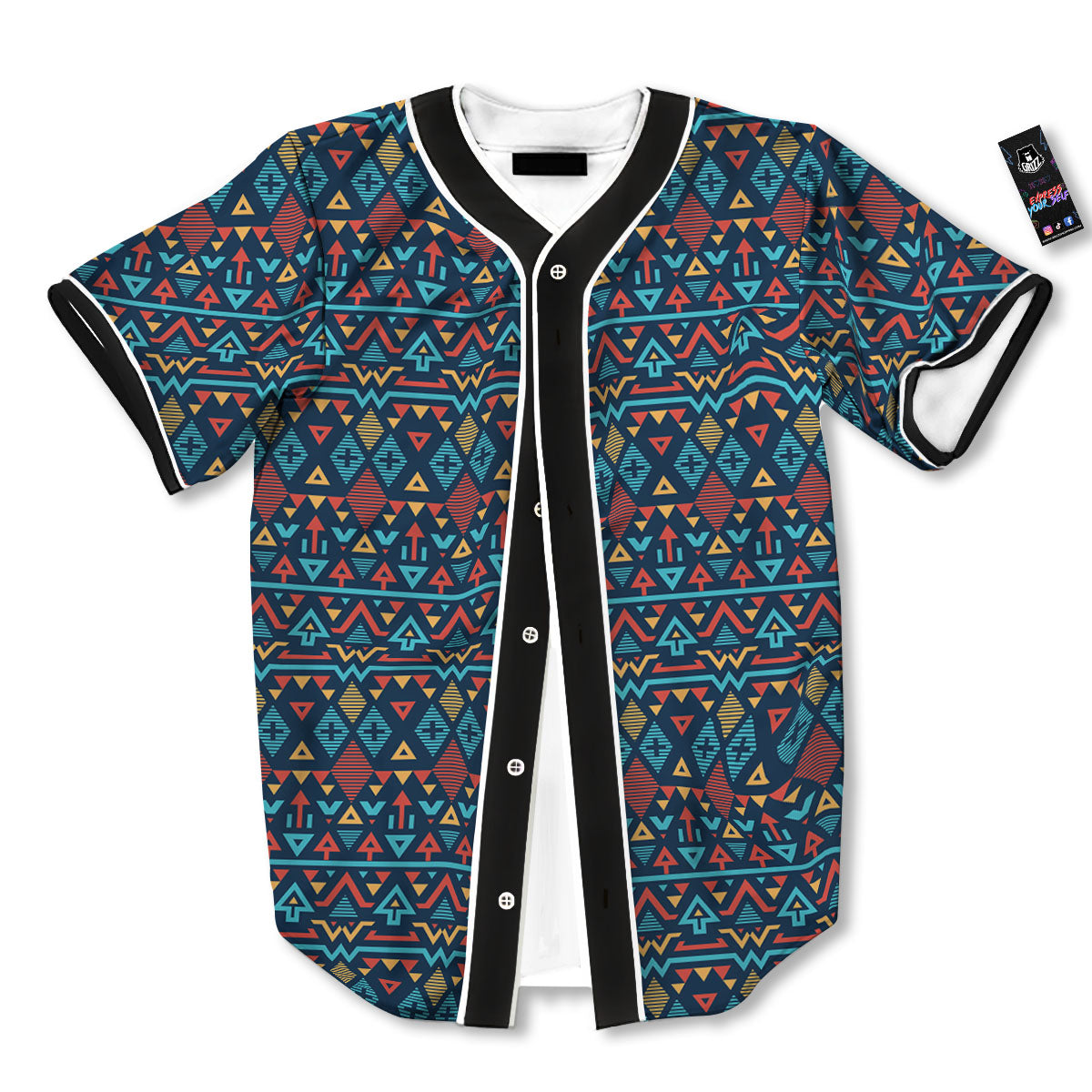 Inspired Ethnic African Print Pattern Baseball Jersey-grizzshop