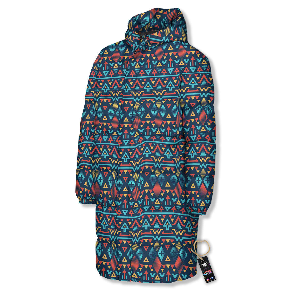 Inspired Ethnic African Print Pattern Long Down Jacket-grizzshop