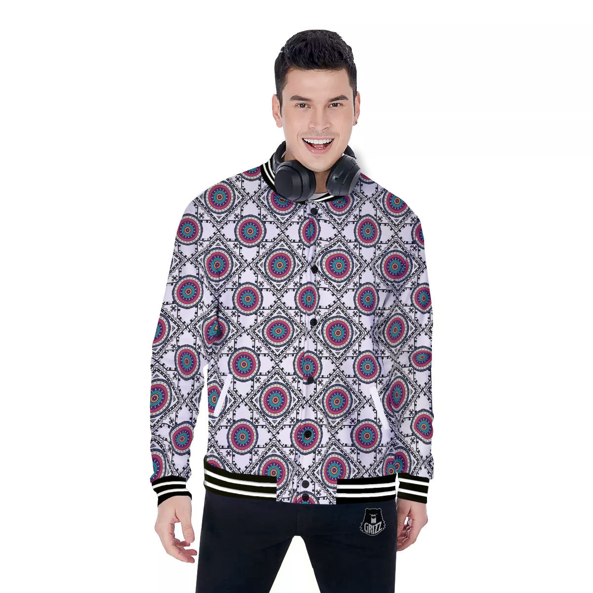 Inspired Native Indian Print Pattern Baseball Jacket-grizzshop