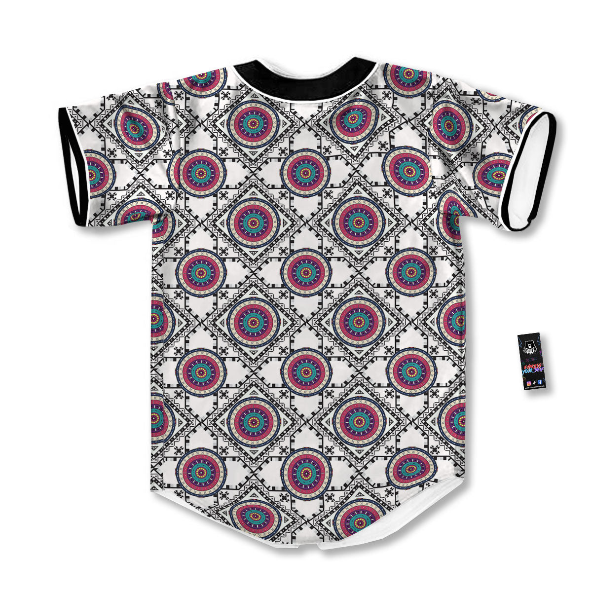 Inspired Native Indian Print Pattern Baseball Jersey-grizzshop