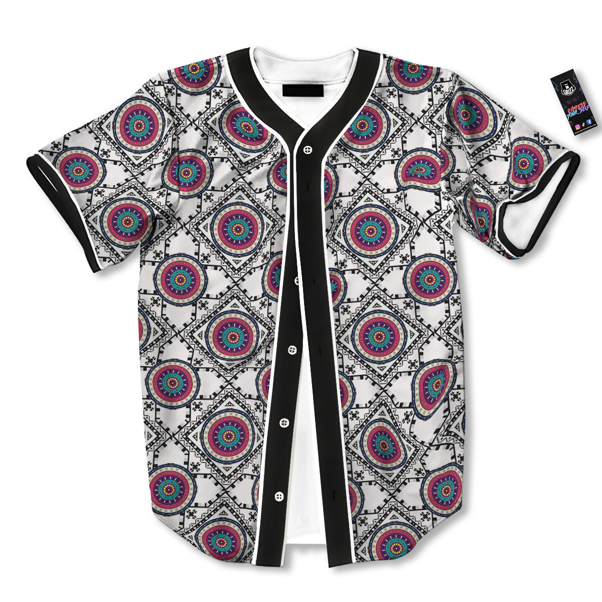 Inspired Native Indian Print Pattern Baseball Jersey-grizzshop