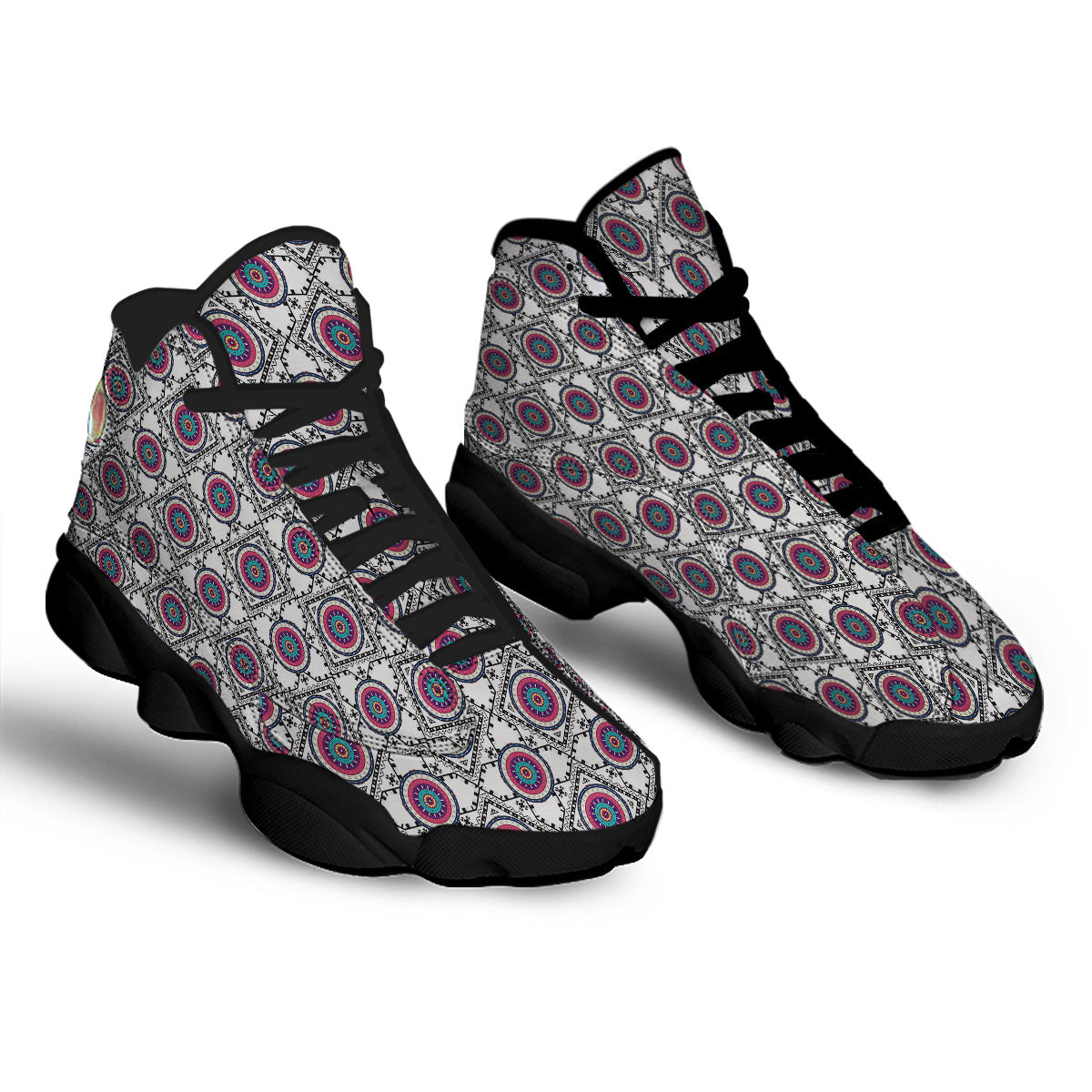 Inspired Native Indian Print Pattern Black Basketball Shoes-grizzshop