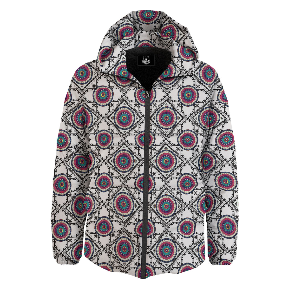 Inspired Native Indian Print Pattern Down Jacket-grizzshop