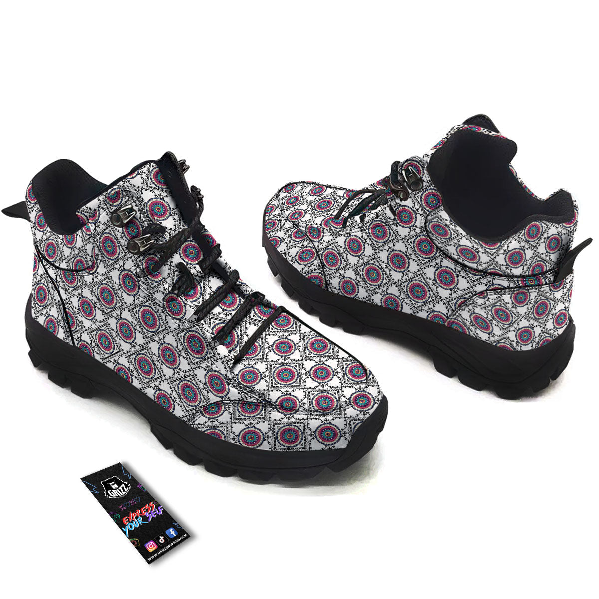 Inspired Native Indian Print Pattern Hiking Shoes-grizzshop