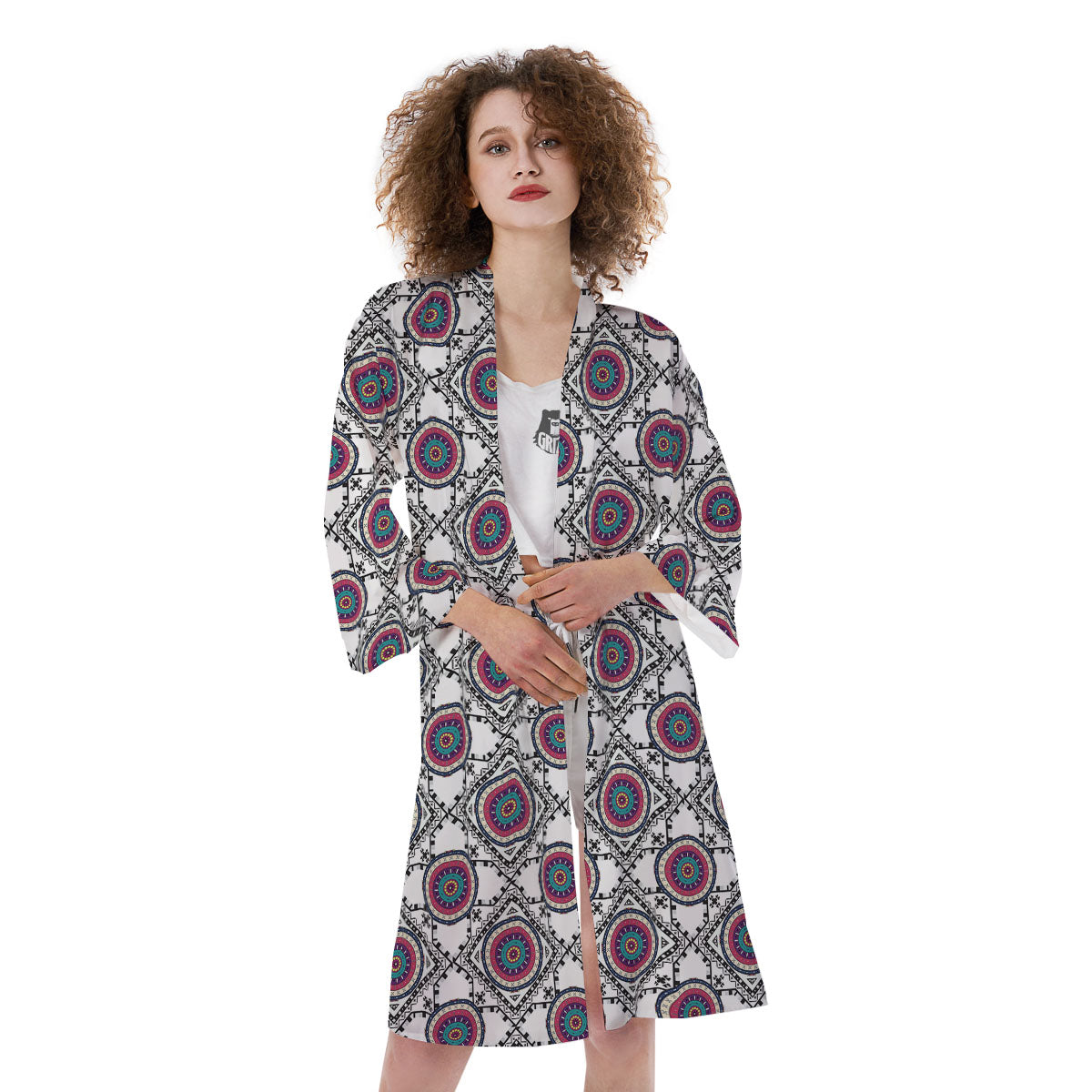 Inspired Native Indian Print Pattern Kimono-grizzshop
