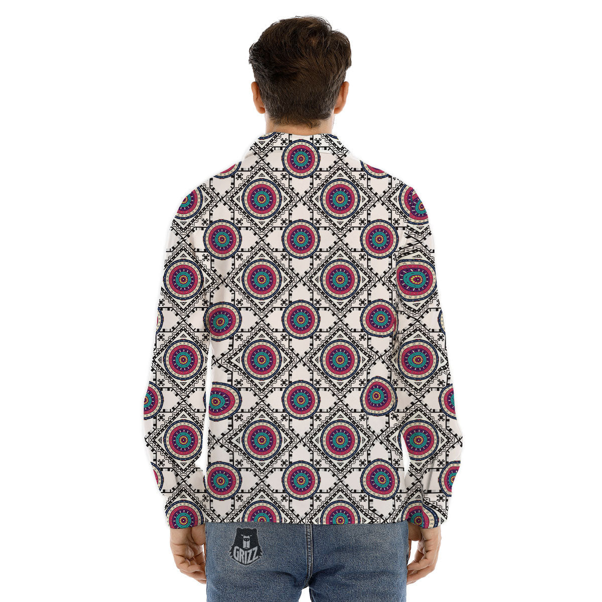Inspired Native Indian Print Pattern Men's Dress Shirts-grizzshop