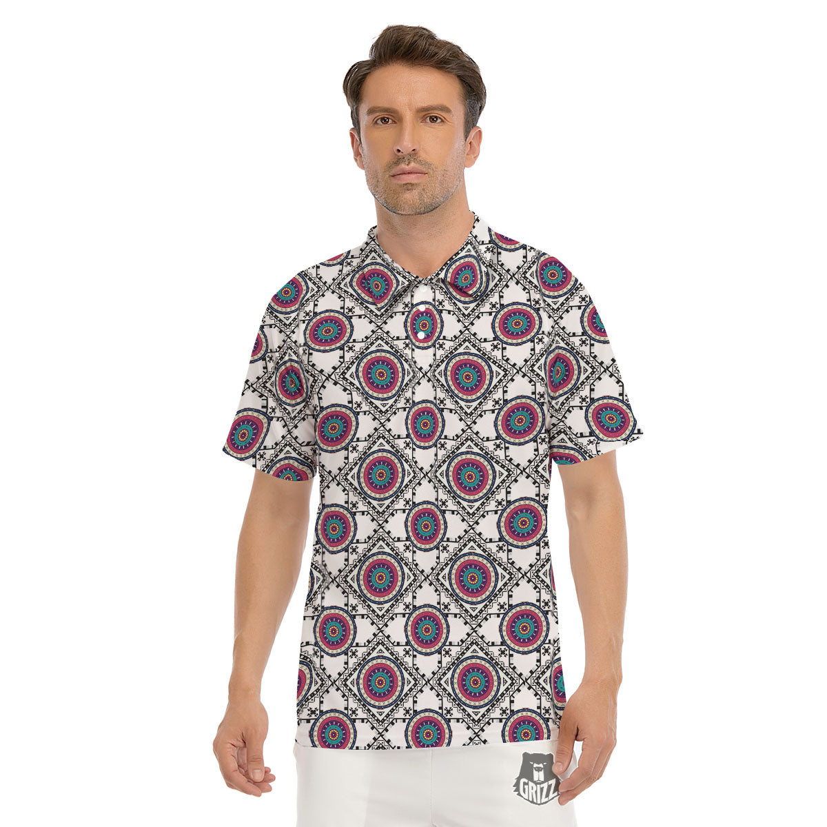 Inspired Native Indian Print Pattern Men's Golf Shirts-grizzshop