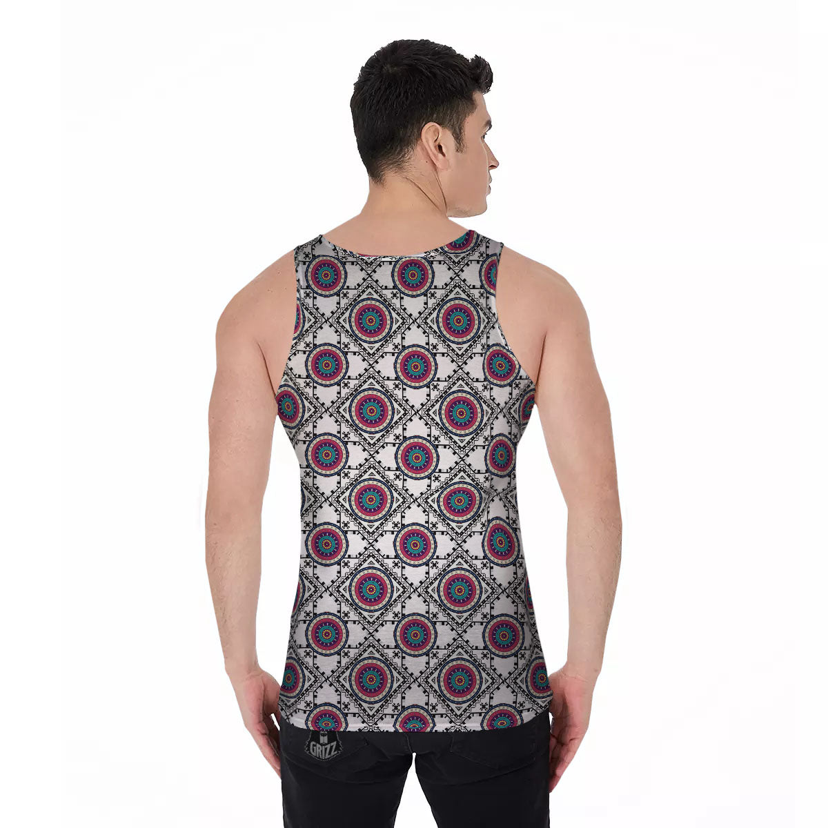 Inspired Native Indian Print Pattern Men's Tank Top-grizzshop