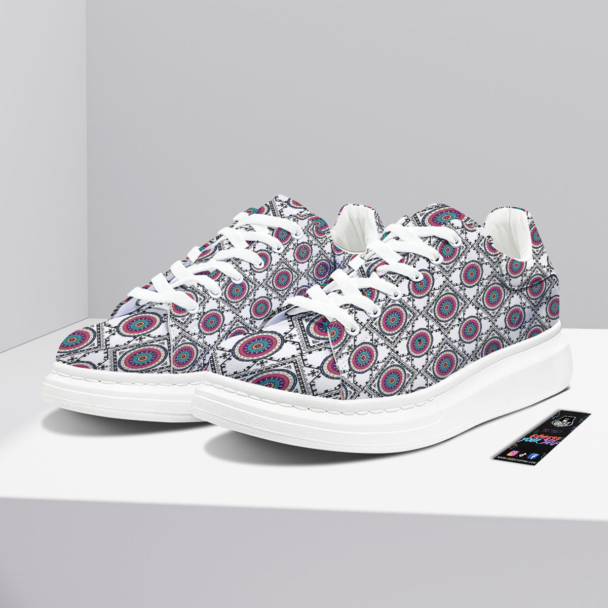 Inspired Native Indian Print Pattern Platform Shoes-grizzshop