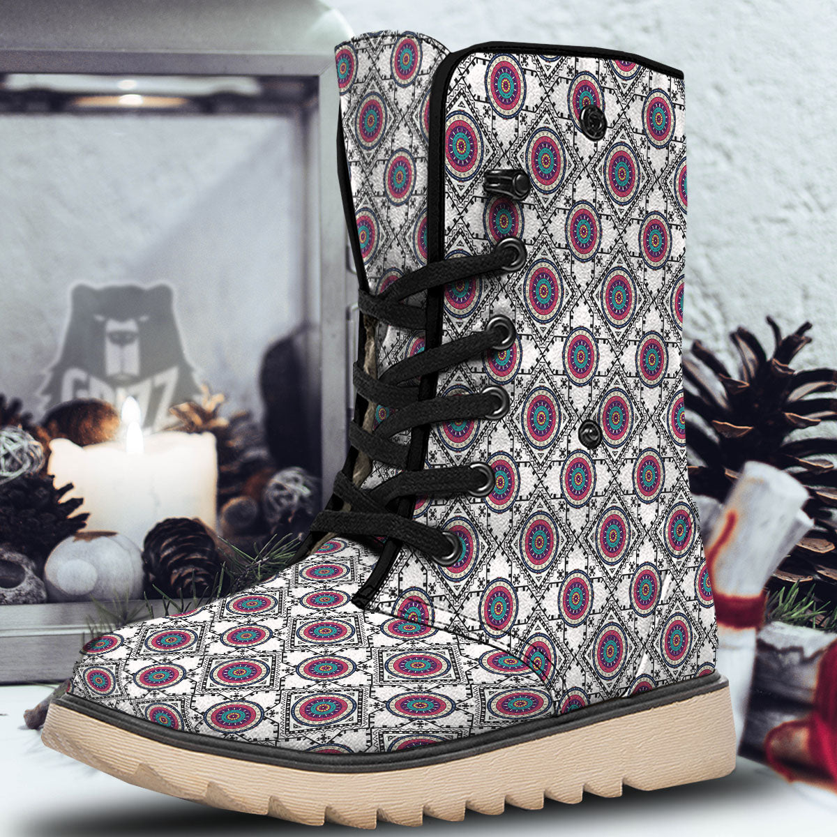 Inspired Native Indian Print Pattern Snow Boots-grizzshop