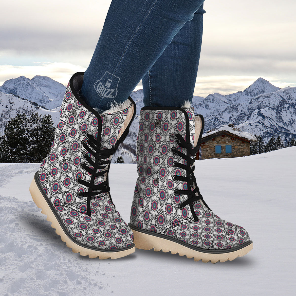 Inspired Native Indian Print Pattern Snow Boots-grizzshop