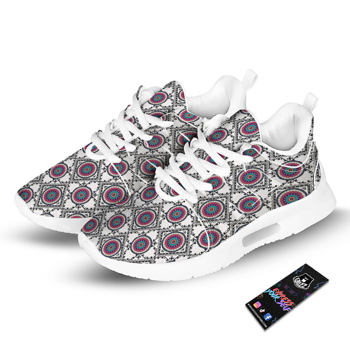 Inspired Native Indian Print Pattern Tennis Shoes-grizzshop