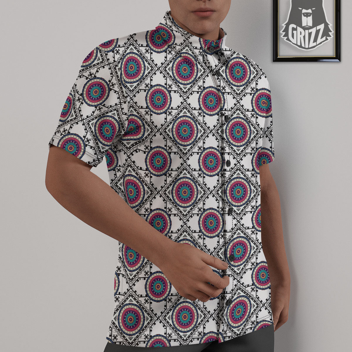 Inspired Native Indian Print Pattern Untucked Shirts-grizzshop