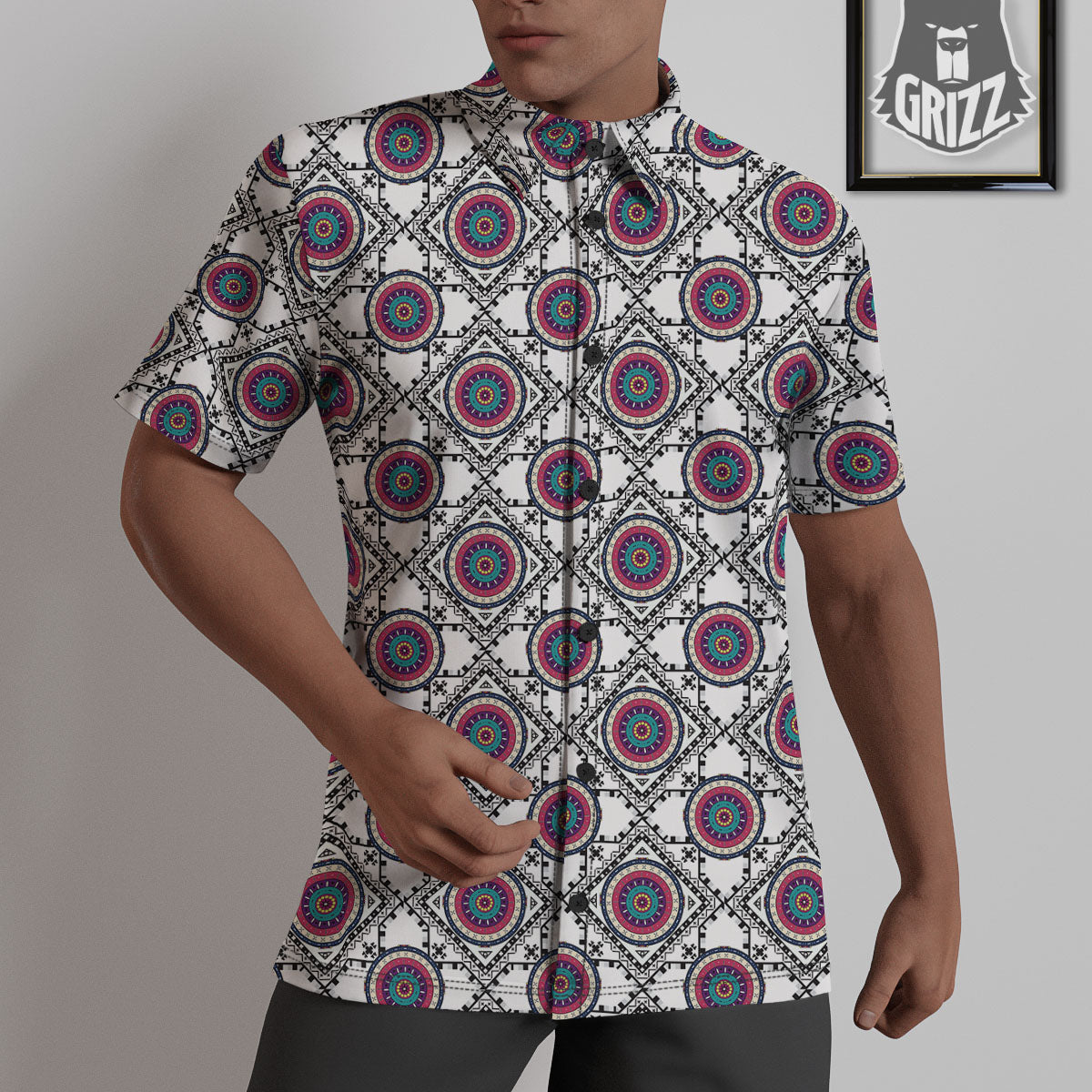 Inspired Native Indian Print Pattern Untucked Shirts-grizzshop
