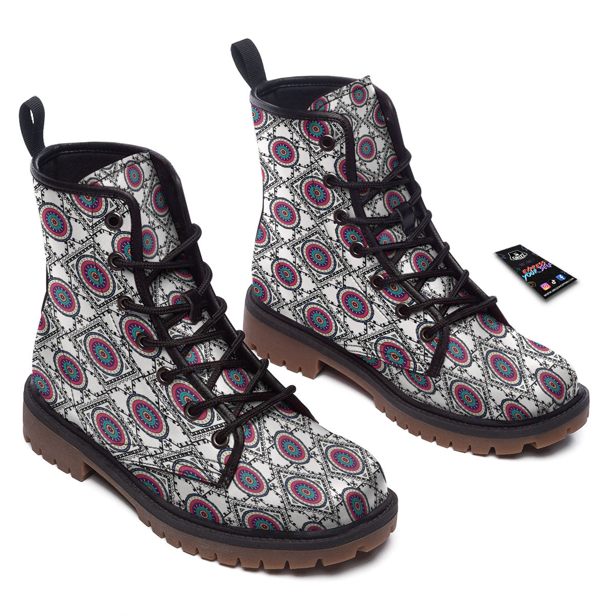Inspired Native Indian Print Pattern Work Boots-grizzshop