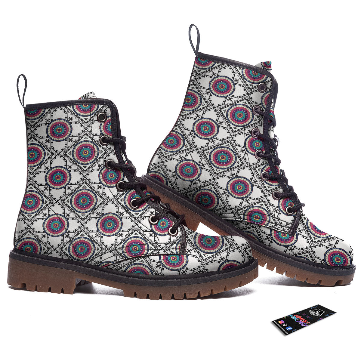 Inspired Native Indian Print Pattern Work Boots-grizzshop