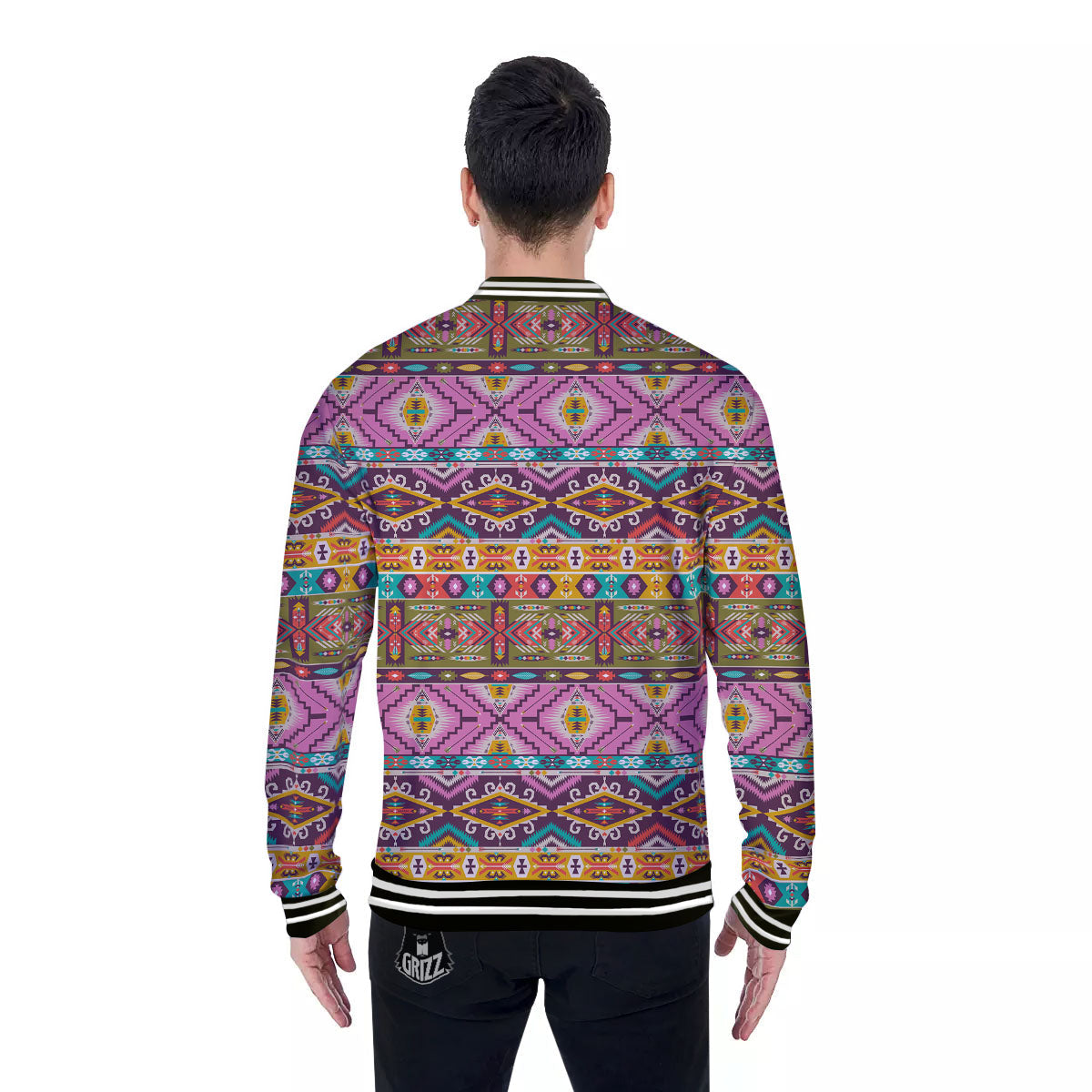Inspired Native Print Pattern Baseball Jacket-grizzshop