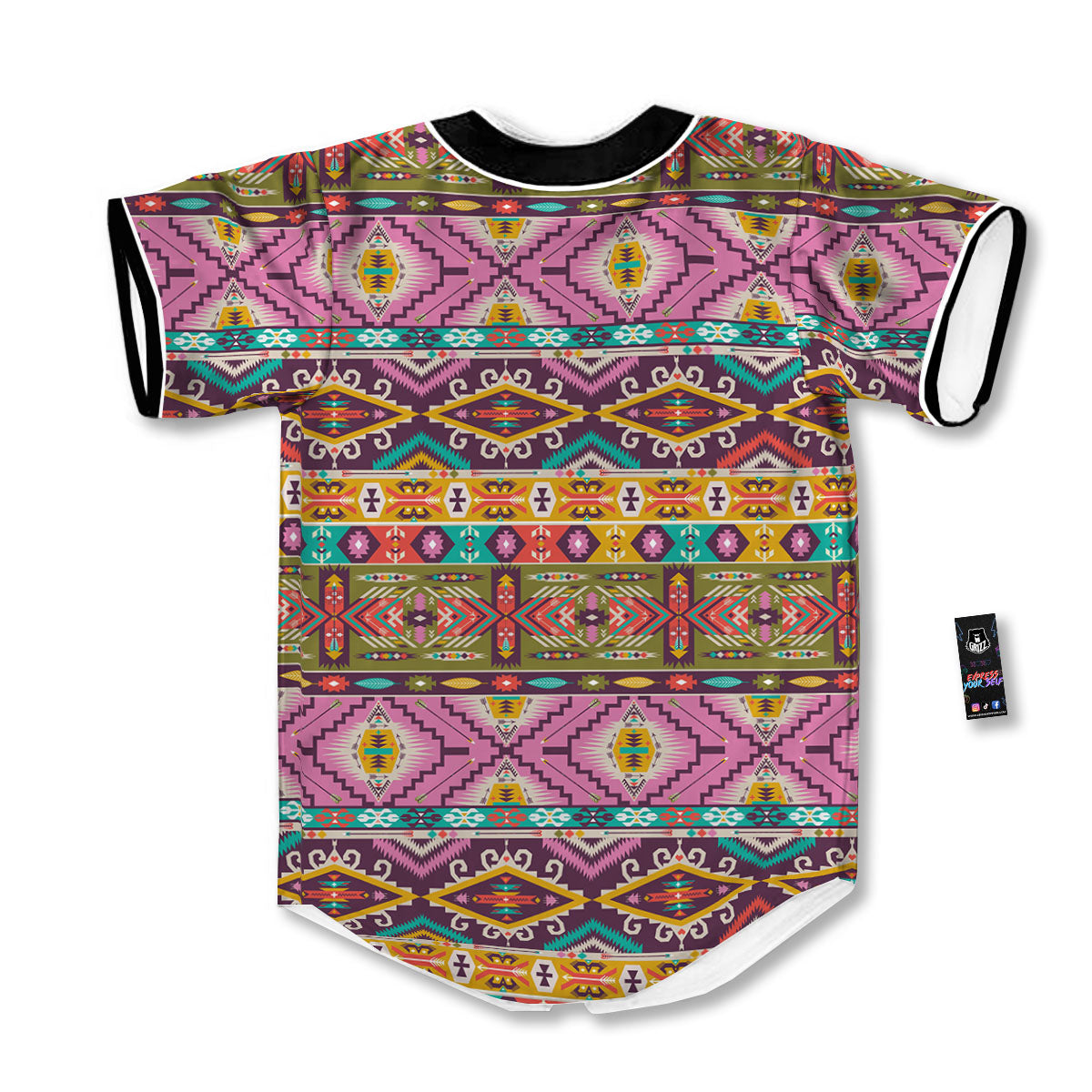 Inspired Native Print Pattern Baseball Jersey-grizzshop