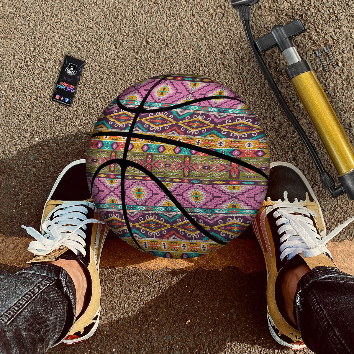 Inspired Native Print Pattern Basketball-grizzshop