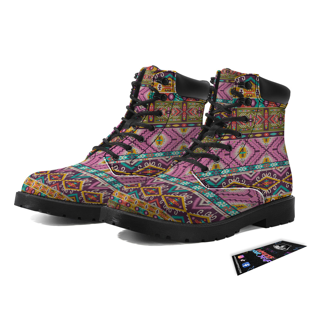 Inspired Native Print Pattern Boots-grizzshop