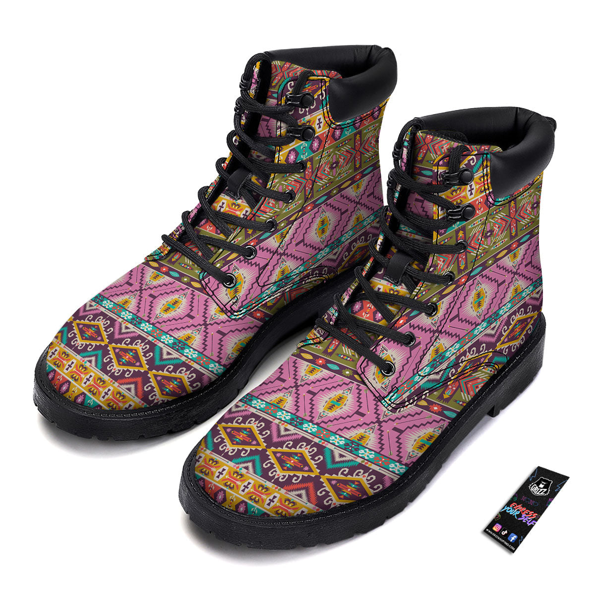 Inspired Native Print Pattern Boots-grizzshop