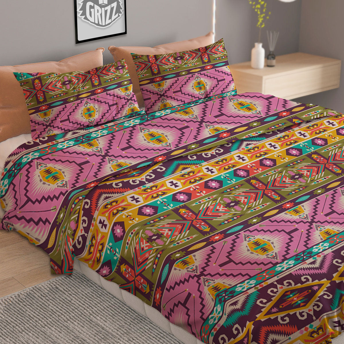Inspired Native Print Pattern Duvet Cover Bedding Set-grizzshop