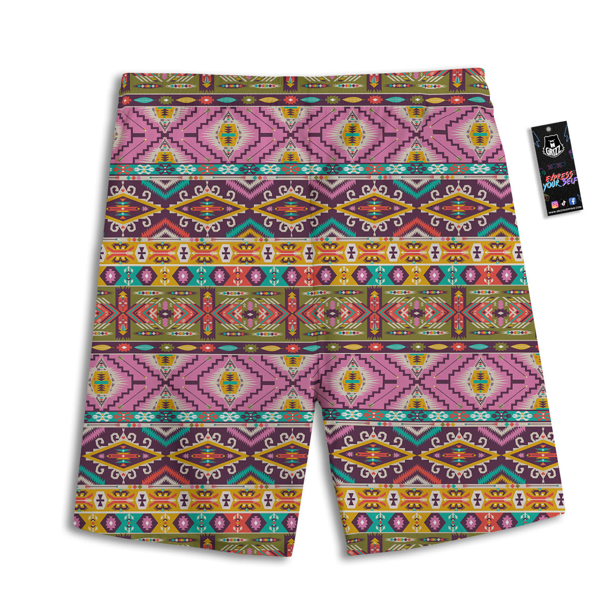 Inspired Native Print Pattern Men's Athletic Shorts-grizzshop