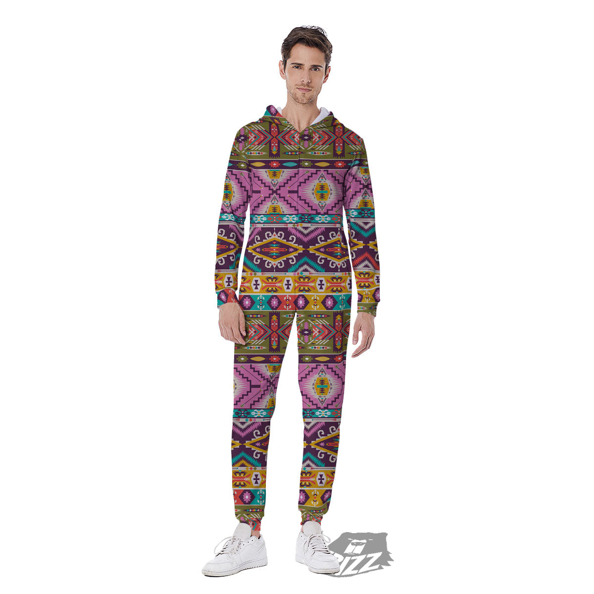 Inspired Native Print Pattern Men's Jumpsuit-grizzshop