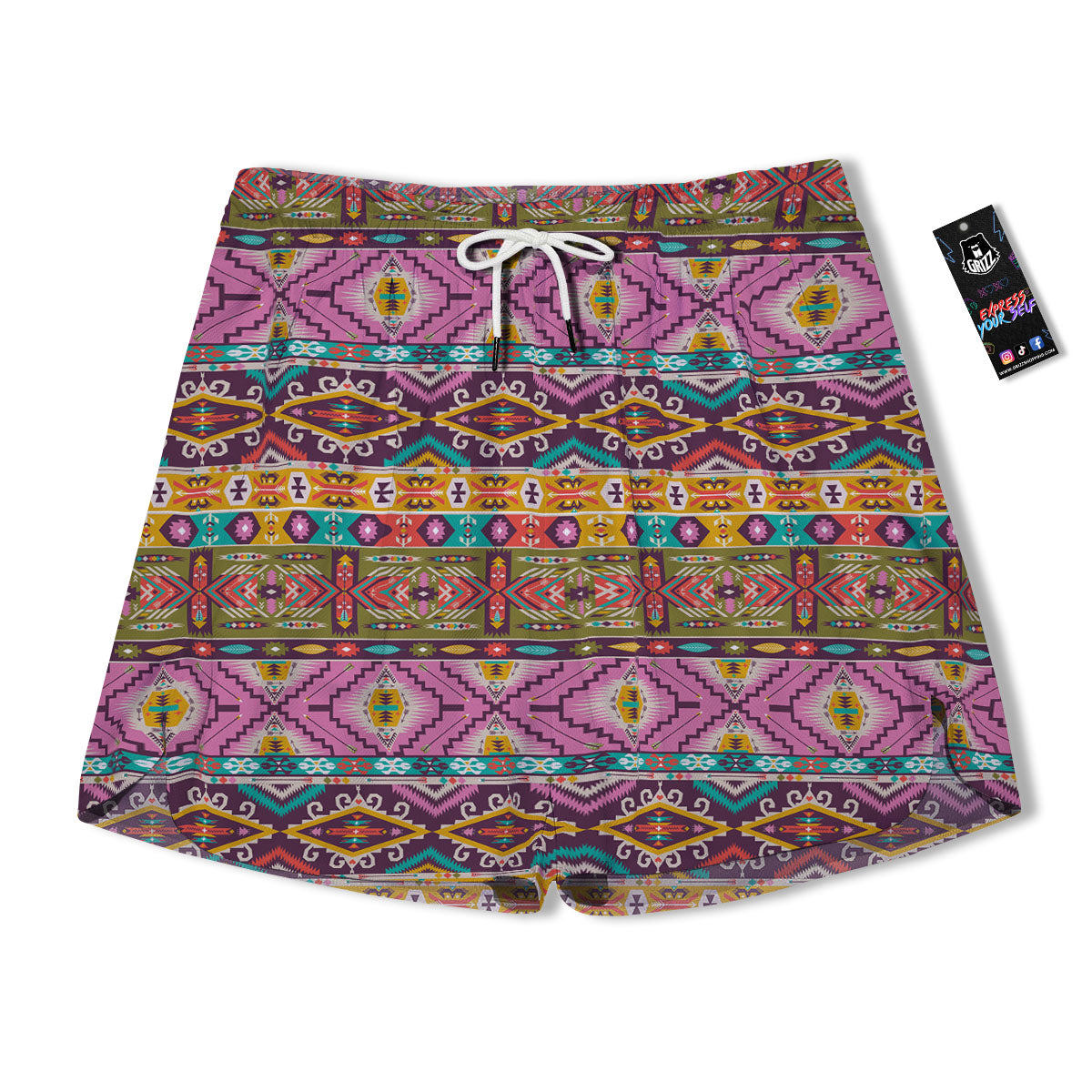 Inspired Native Print Pattern Men's Running Shorts-grizzshop