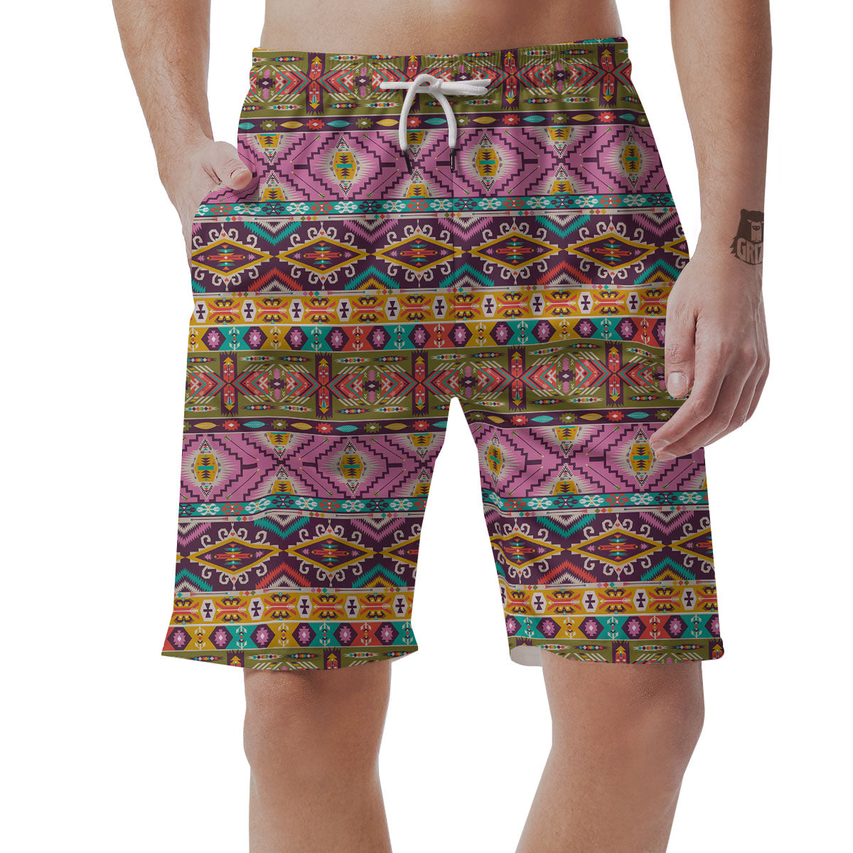 Inspired Native Print Pattern Men's Shorts-grizzshop