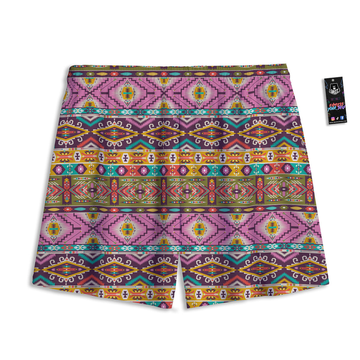 Inspired Native Print Pattern Mesh Shorts-grizzshop