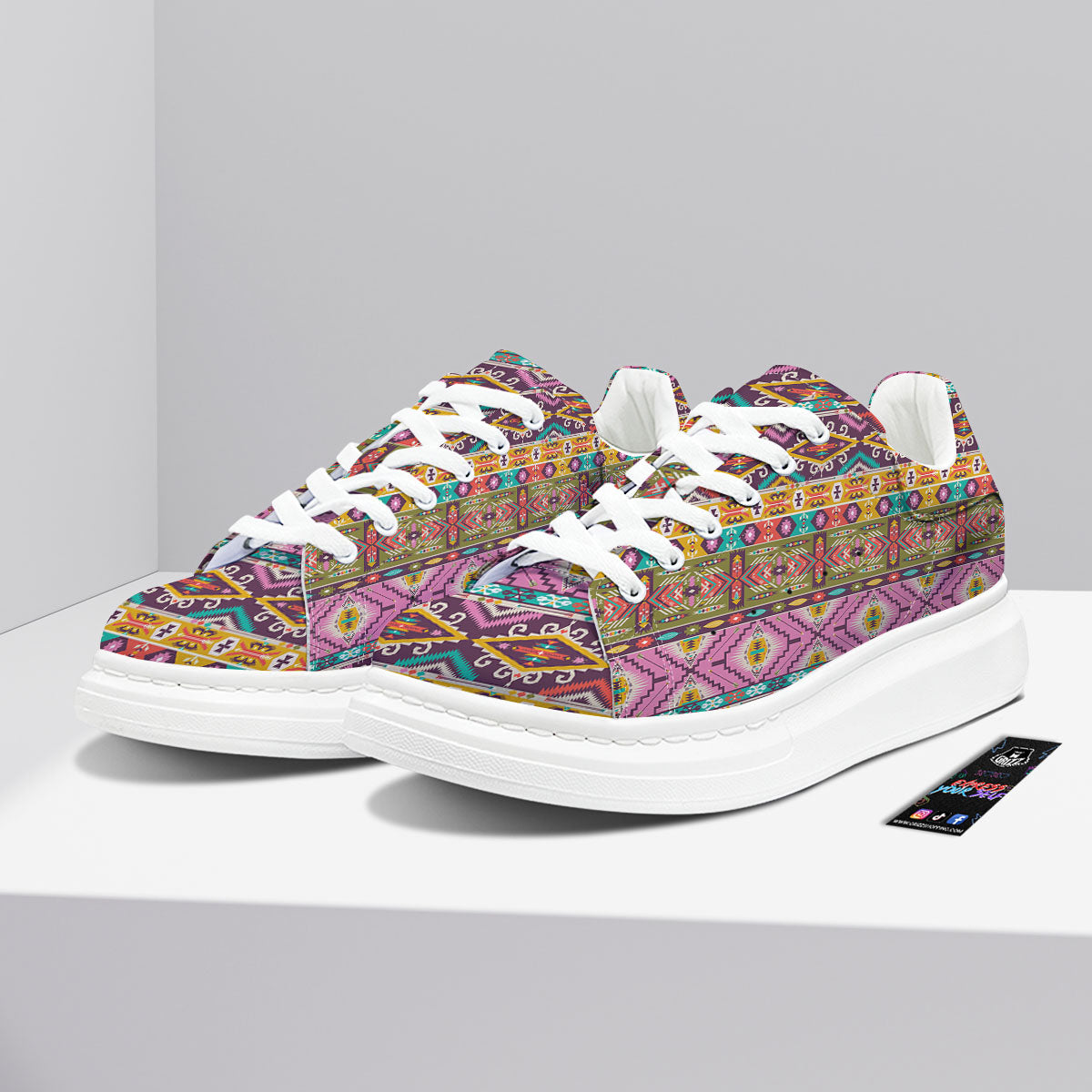 Inspired Native Print Pattern Platform Shoes-grizzshop