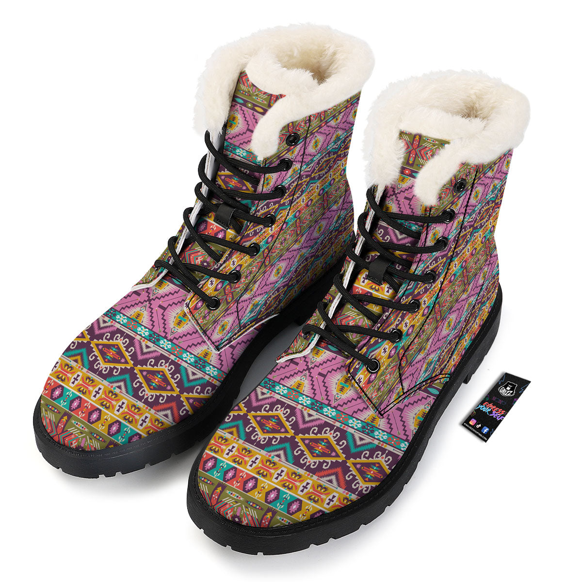 Inspired Native Print Pattern Winter Boots-grizzshop