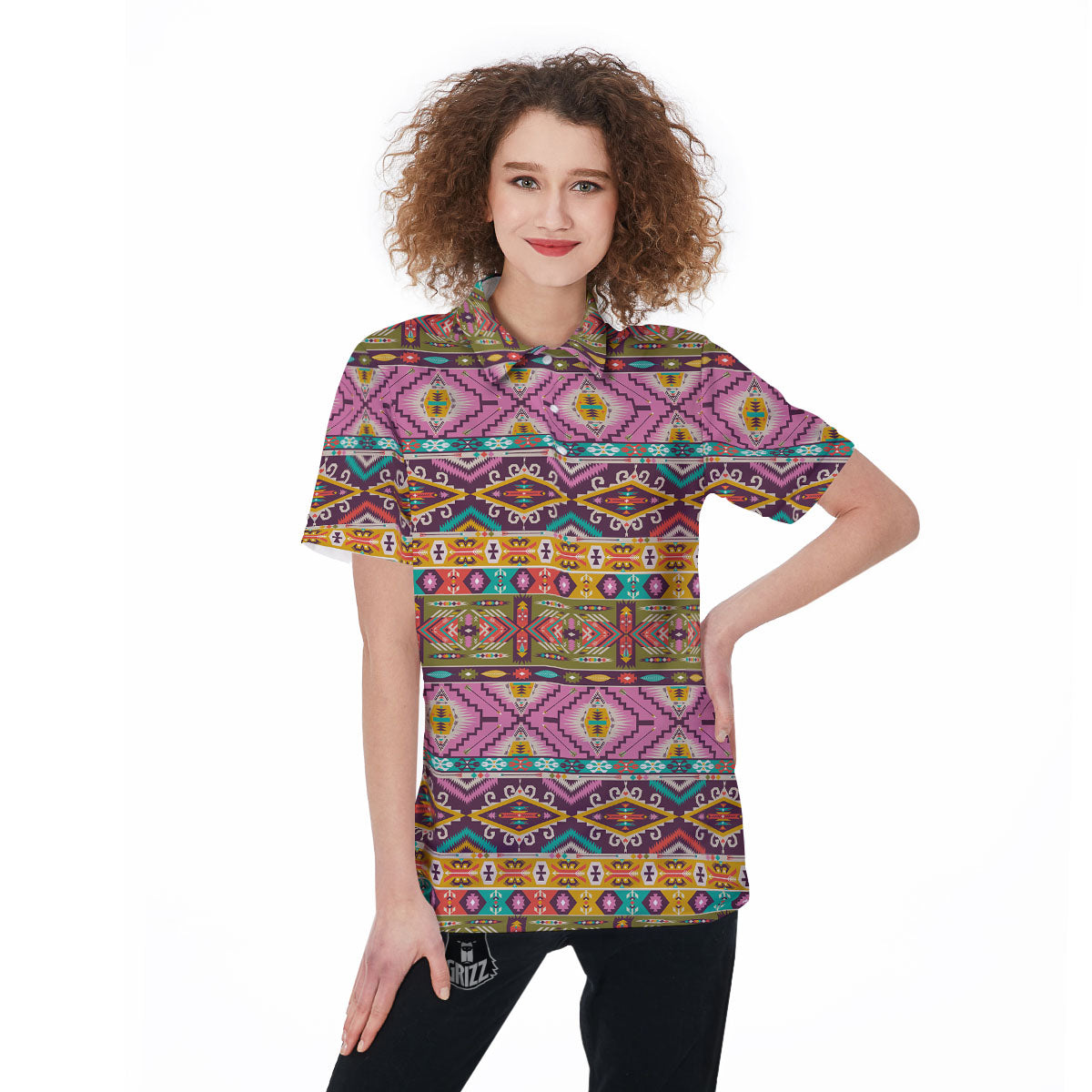 Inspired Native Print Pattern Women's Golf Shirts-grizzshop