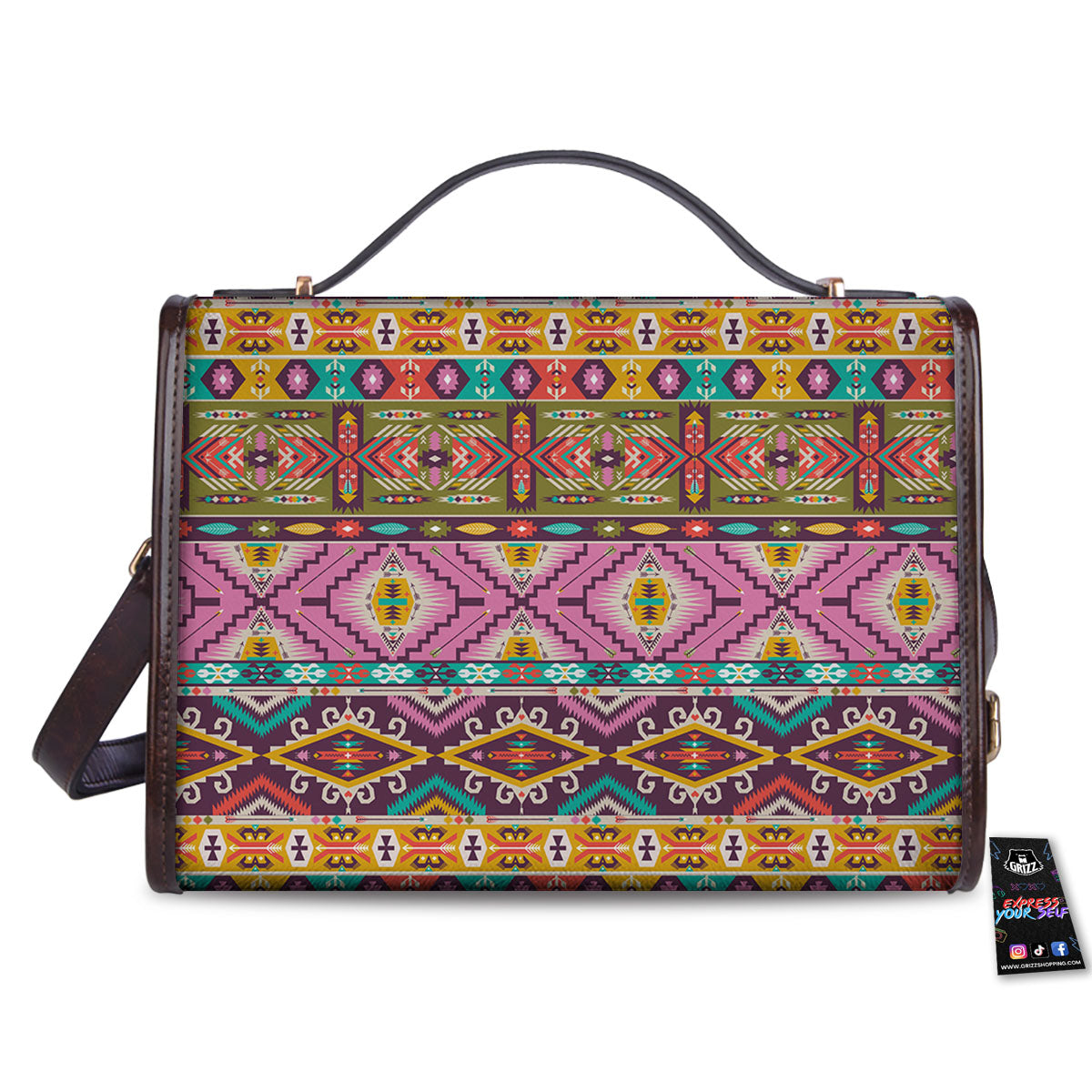 Inspired Native Print Pattern Women's Satchel Bag-grizzshop