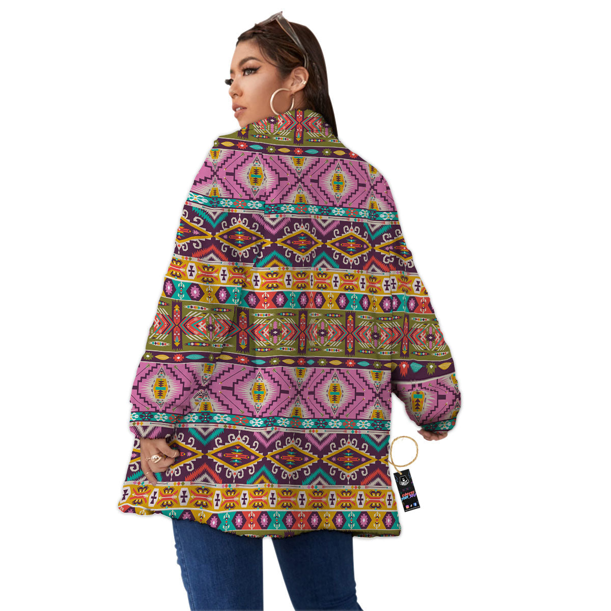 Inspired Native Print Pattern Women's Sherpa Jacket-grizzshop