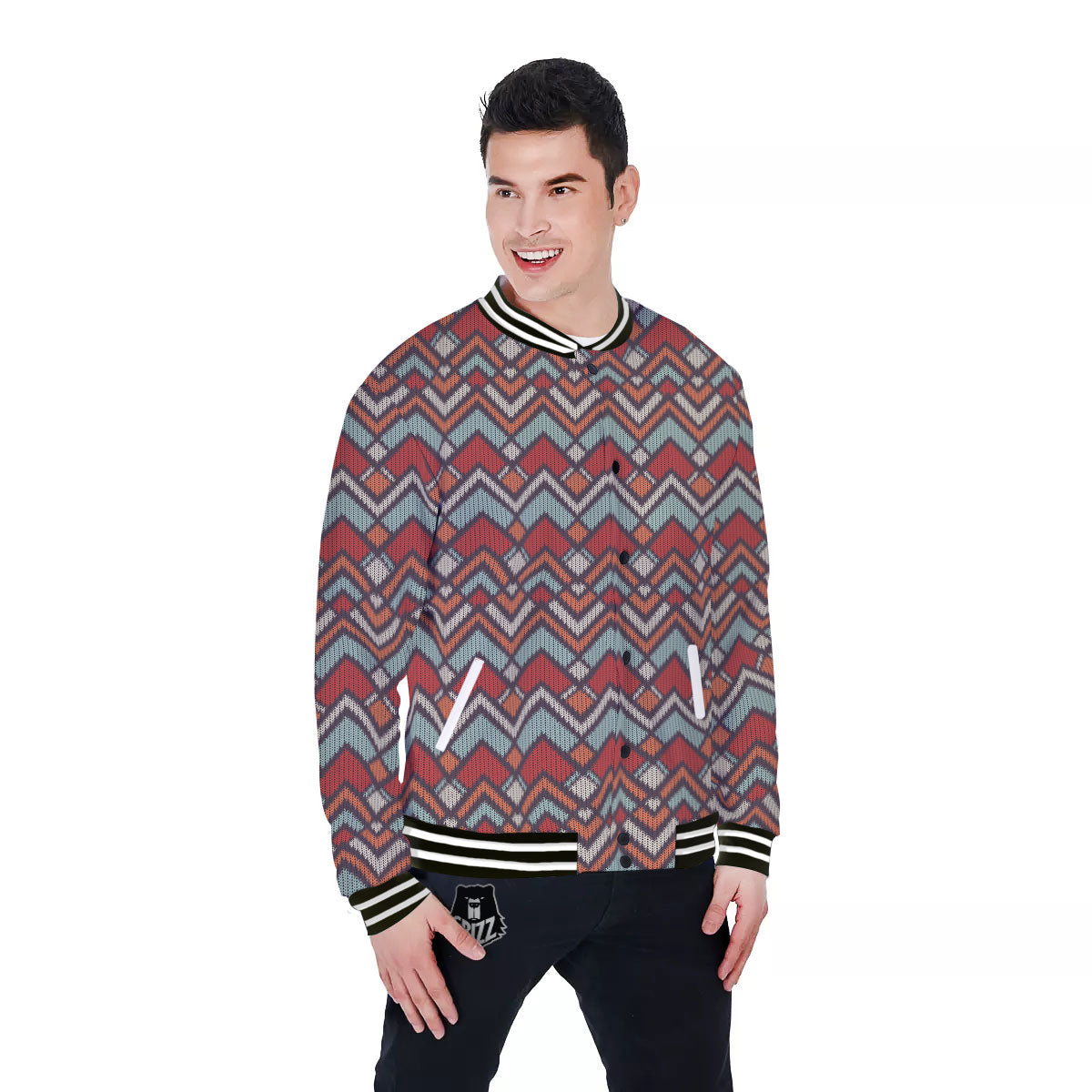 Inspired Native Tribal Print Pattern Baseball Jacket-grizzshop