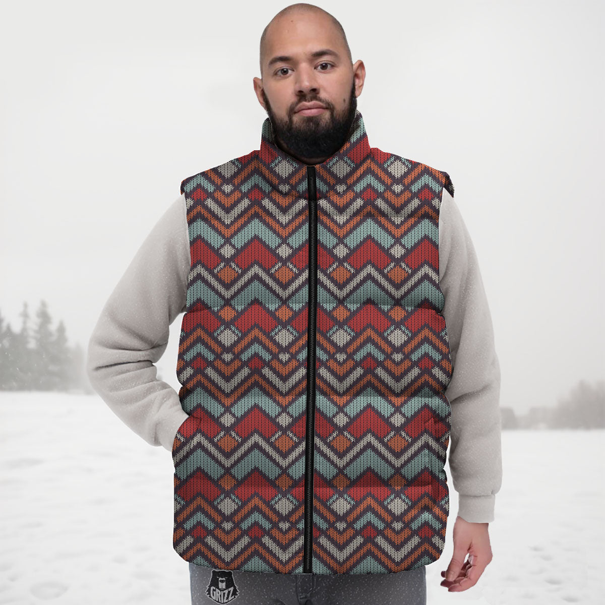 Inspired Native Tribal Print Pattern Down Vest