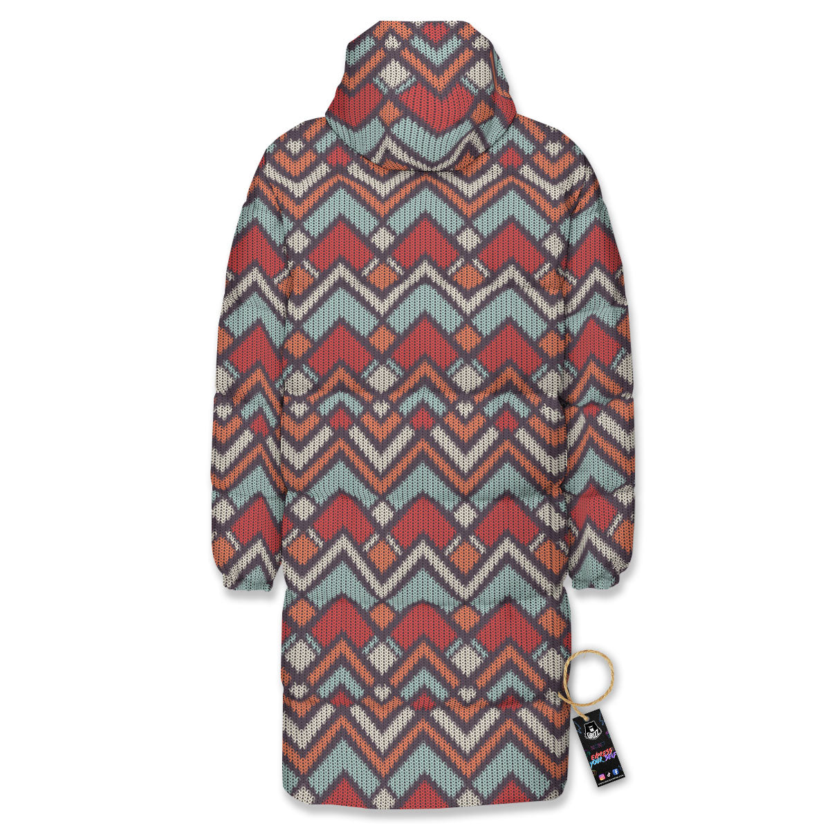 Inspired Native Tribal Print Pattern Long Down Jacket-grizzshop