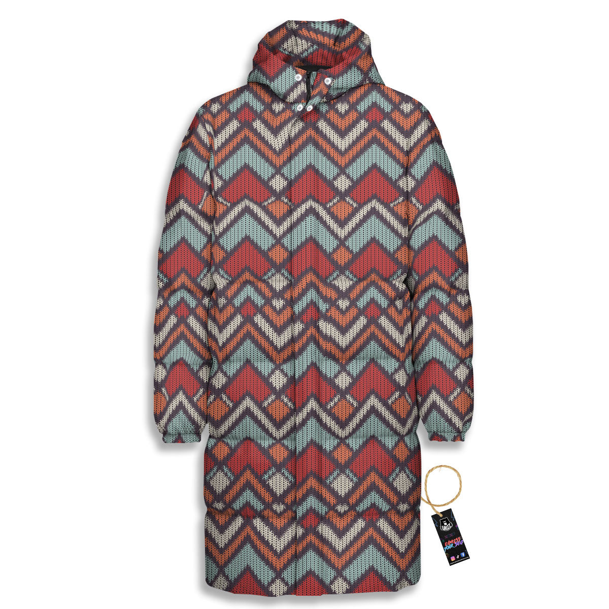 Inspired Native Tribal Print Pattern Long Down Jacket-grizzshop