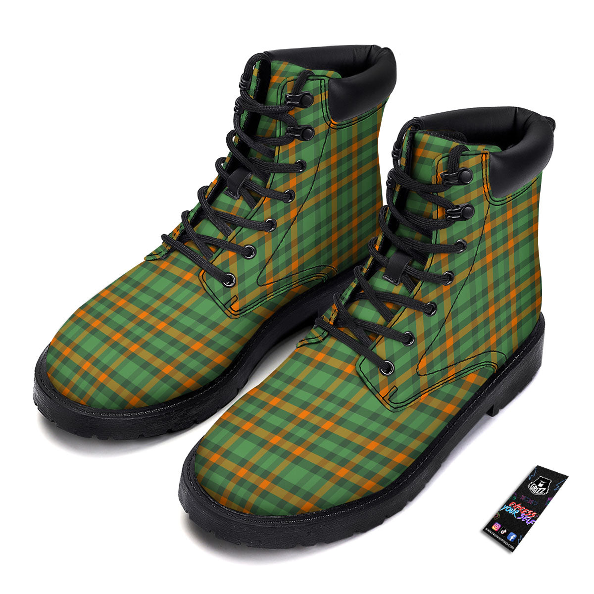 Irish Plaid Themed Print Pattern Boots-grizzshop