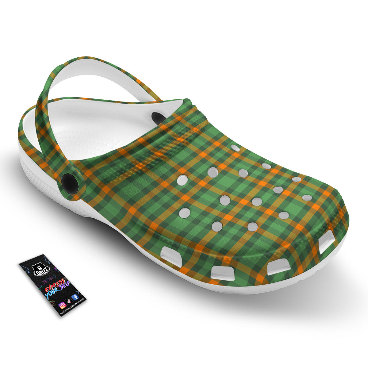Irish Plaid Themed Print Pattern Clog-grizzshop