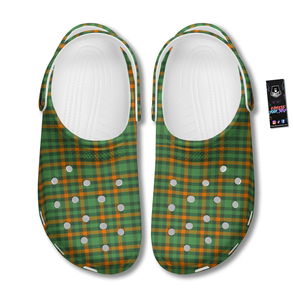 Irish Plaid Themed Print Pattern Clog-grizzshop