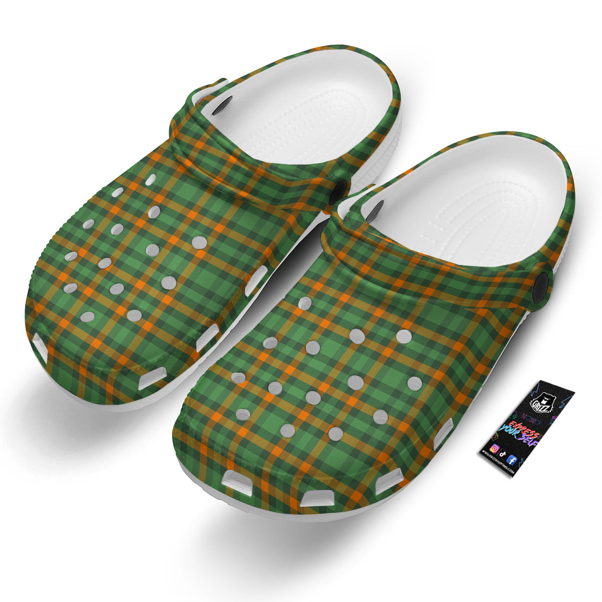 Irish Plaid Themed Print Pattern Clog-grizzshop