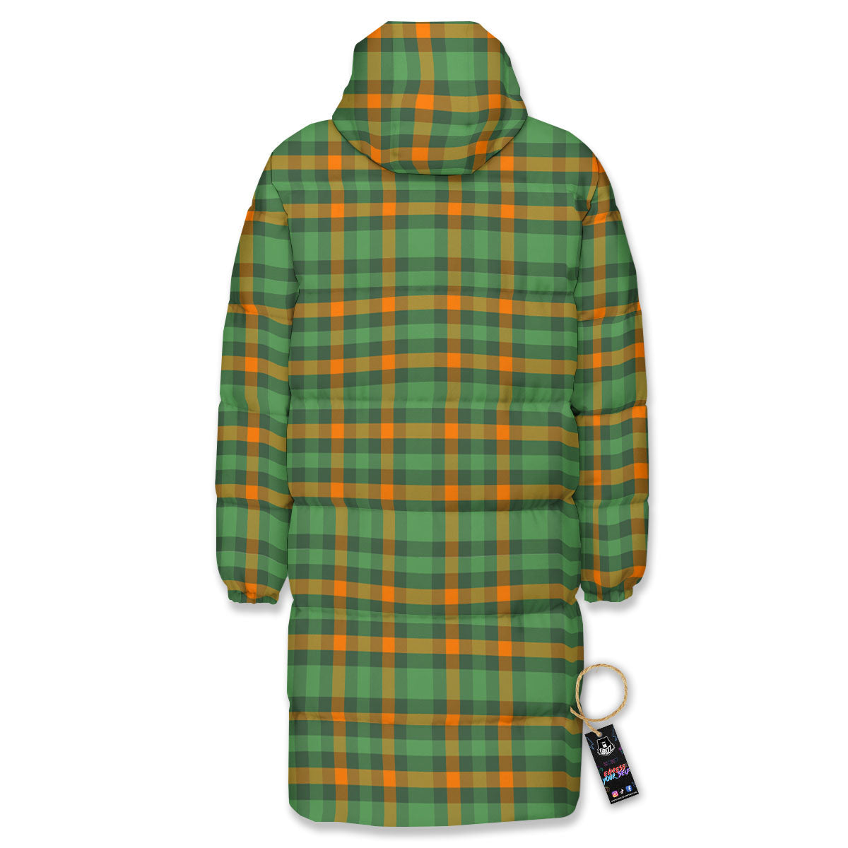Irish Plaid Themed Print Pattern Long Down Jacket-grizzshop