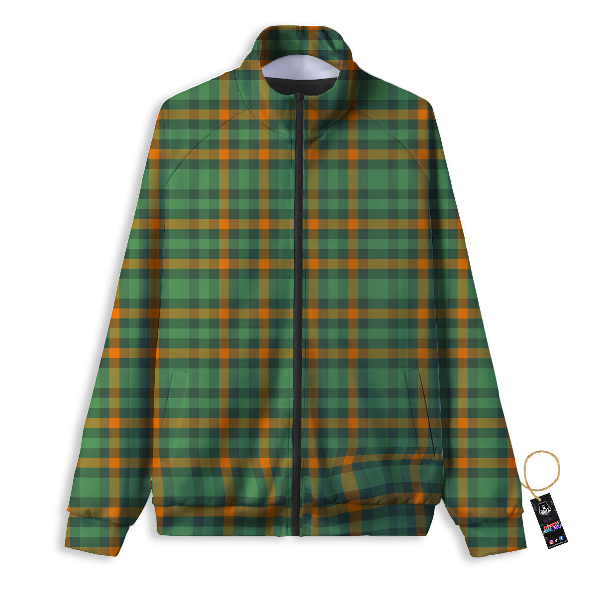 Irish Plaid Themed Print Pattern Track Jacket-grizzshop